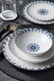 Hermia Vajilla de Porcelana de 24 Piezas en Blanco, Azul, Verde y Negro